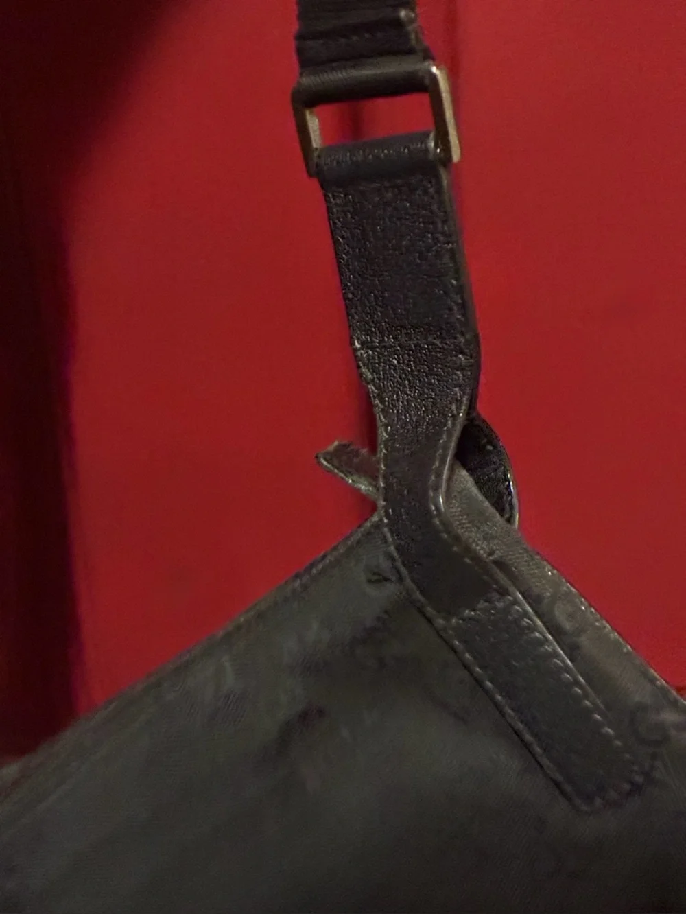 Gucci Black Monogram Messenger Bag with Adjustable Strap